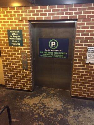 The elevator is probably super slow but this garage is only three or four stories high so the stairs make for a quick retreat.