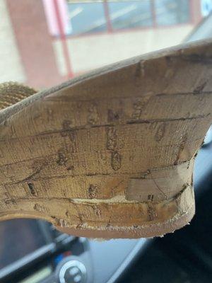 Heel repair ... very poorly done.