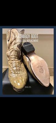 Cowboy Boot Full Sole and Heel Replacement