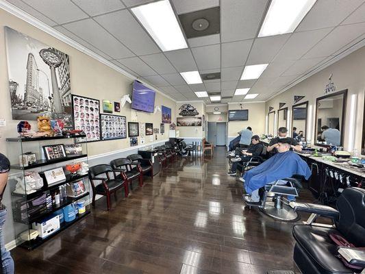 Clean and no frills barbershop.