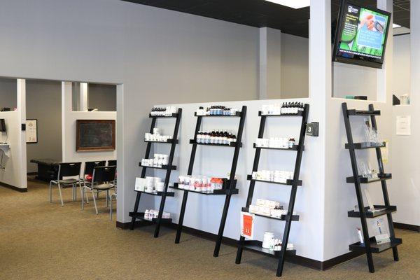 Nutrition section, with peek into health course room.