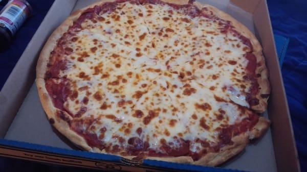 Large 1-Topping (Peperoni) Hand-Tossed Pizza.  Just look at that CHEESE.