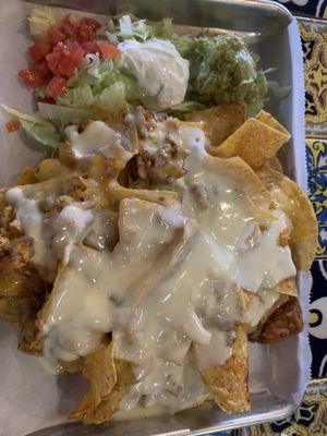 Shredded chicken nachos