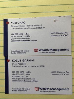 We both Highly Recommend YUJI CHAO SENIOR FINANCIAL ADVISOR 424-2051028 Motivated, Trustworthy,