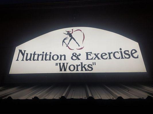 Night time view of Nutrition & Exercise "Works"