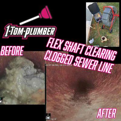 Flex Shaft Clearing Clogged Sewer Line