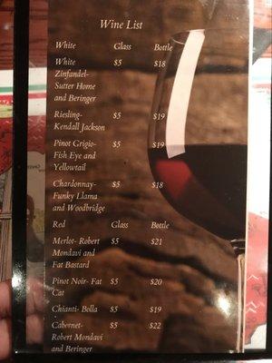 Wine menu