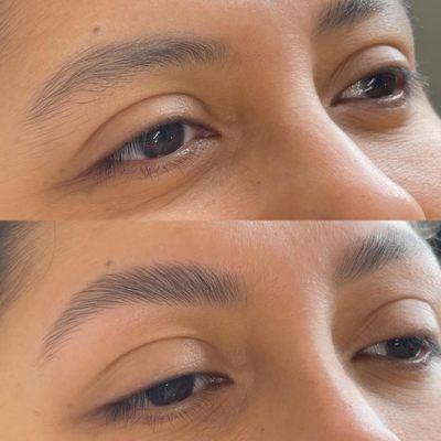 Before and after Brow Lamination & Shaping. Total Lift.