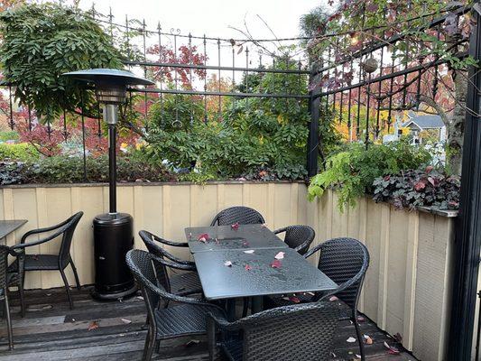 Side patio. Lovely decor and foliage 11-6-2024