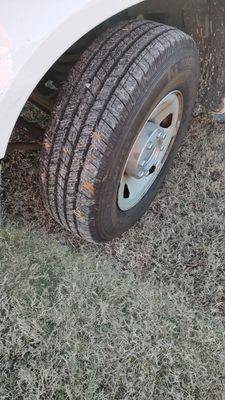 Tires after mounting balancing and placed on the truck. Fast and personal work...