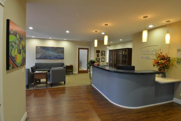 Collier Law welcomes you.  This is a photo of our lobby and reception desk.