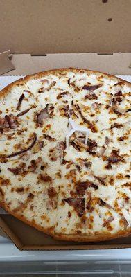 Thin Crust with Onions and Bacon