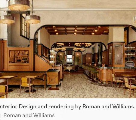 Interior Design and rendering by Roman and Williams. Roman and Williams - via Eater New York