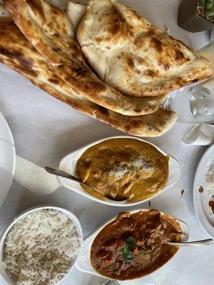 Chicken Curry, Chicken Korma and Naan