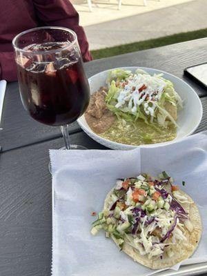 Sangria, enchiladas & fish taco.