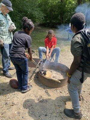 Cooking over the fire