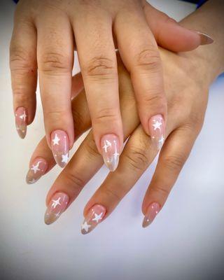 Hard gel fill with nailart