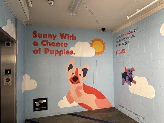 Level 3 mural. Sunny with a chance of puppies sounds like the perfect weather forecast!