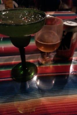 The margaritas are delicious and the beer wad child to perfection m definitely hit the spot