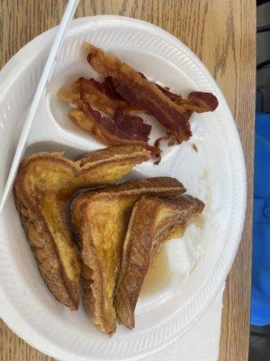 Fresh Piping HOT French toast with crispy bacon