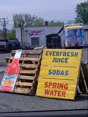 Signs advertising beverages for sale