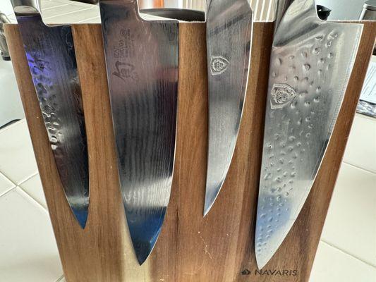 All 4 kitchen knives that were sharpened