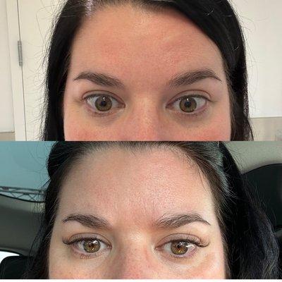 Before my TruXpress lashes on top, after on the bottom! Love the way they turned out! Would 100% recommend!