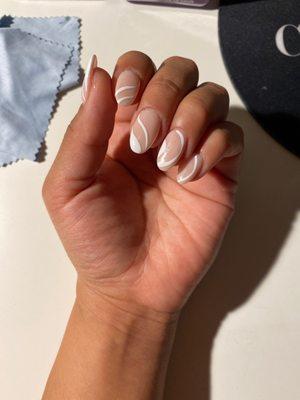 So happy with how they came out!! Would highly recommend this nail salon. She added tips and used dip powder.