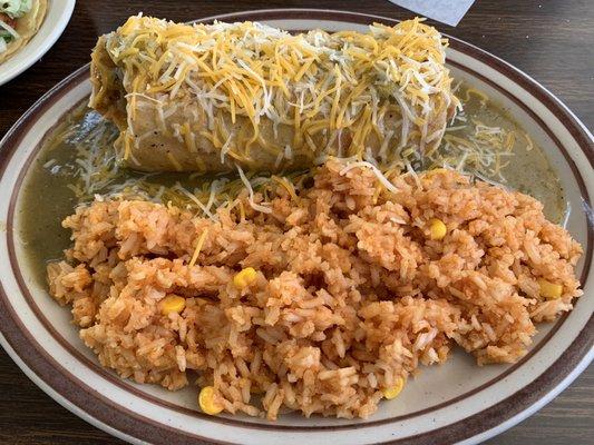 Chimichanga. I said no beans but extra rice.