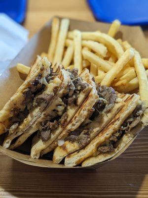 Mitcho's Skepasti pita with lamb and fries