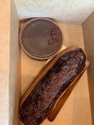 Chocolate tart and chocolate eclair