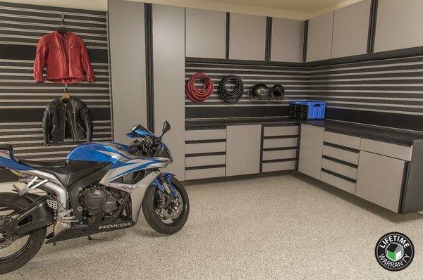 Nice bike and epoxy garage floor in Fresno.