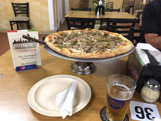 Sausage pepper and mushroom pizza!