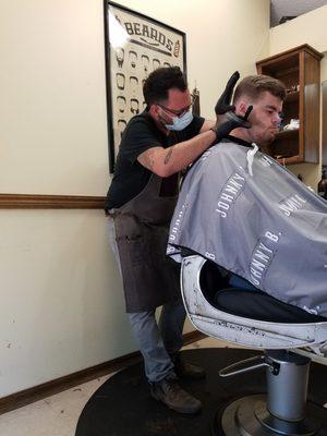 Michael's attention to detail while using straight razor.