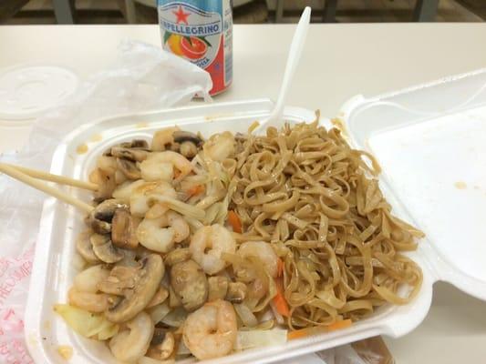 Whole wheat noodle shrimp teriyaki- yum!