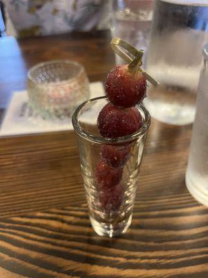 Boozy grape skewer