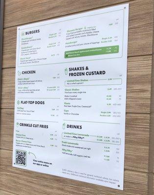 Additional Menu Posted outside of restaurant.