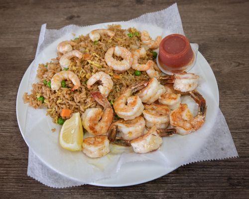 Grilled shrimp with shrimp fried rice