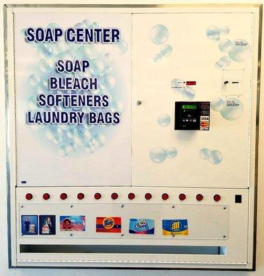 Forgot your soap? We have laundry bags, detergent, and fabric softener for $1.25 each