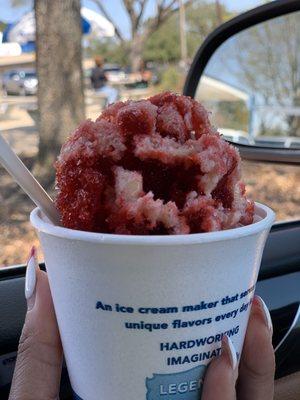 Strawberry Snowcone w/condensed milk