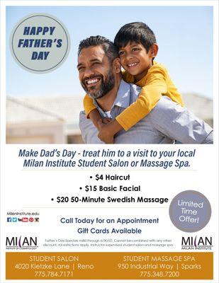 Father's Day Specials! Valid until 6/30/22.