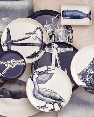 Nautical melamine.  Indoor/outdoor dining.