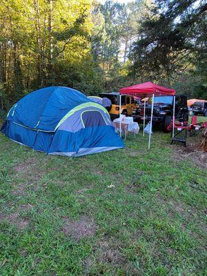 Tent and jeeps