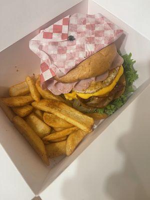 Big daddy burger basket with fries