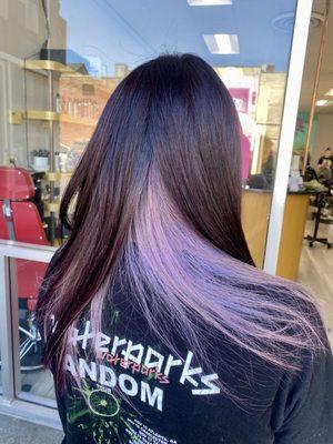 Professional Partial highlights with peekaboo. Walnut Creek Ca. By Mozghan.