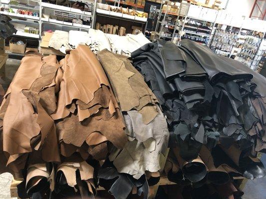 Tables full of leather to choose from!