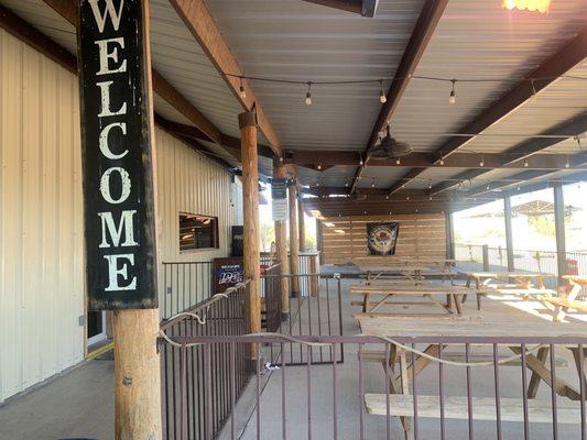 Outdoor dining area, probably great for a unit function or family get together