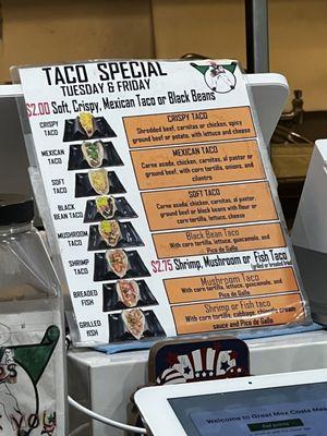 Taco Tuesday menu