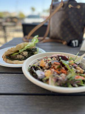 Salad and tuna sandwich