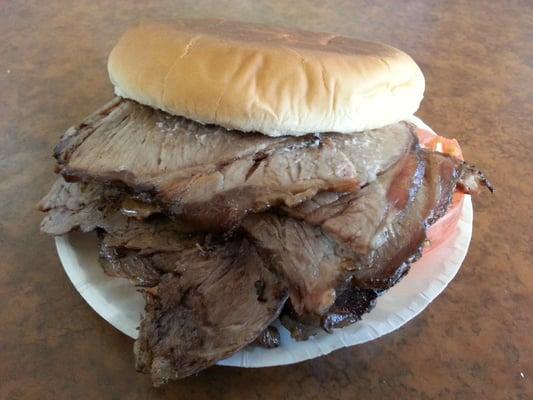 $3.60 Hot Roast Beef Sandwich - 4 Stars - Perfect bun and lots of meat make this sandwich a must order w/pickles and lettuce.